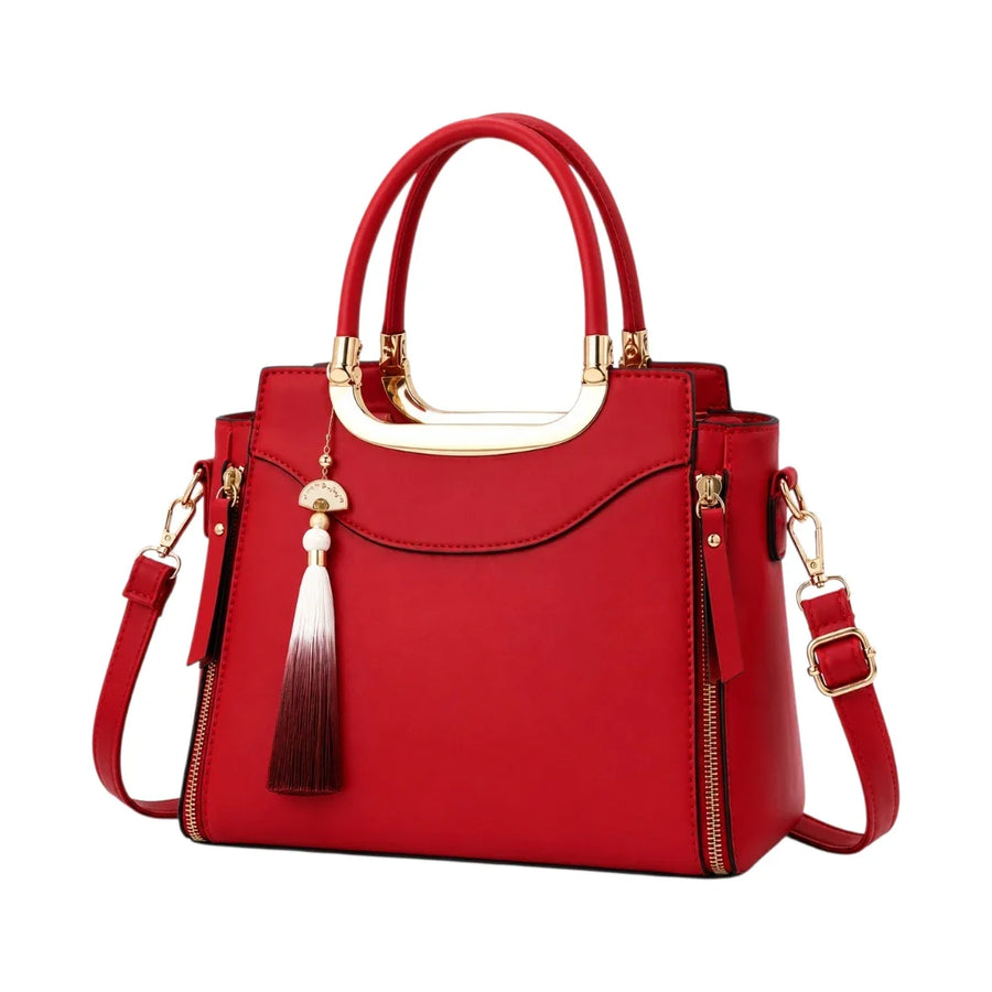 Modern Wrenfield Ruby Red Structured Shoulder Bag - Gold-Tone Hardware