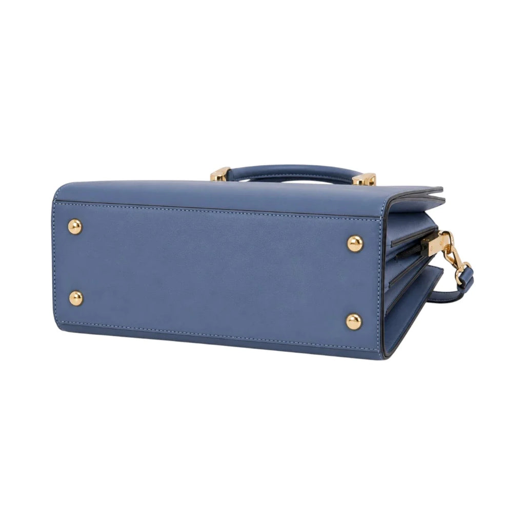 Modern Wrenfield Cobalt Blue Dual-Handle Shoulder Bag, twin rolled handles detail