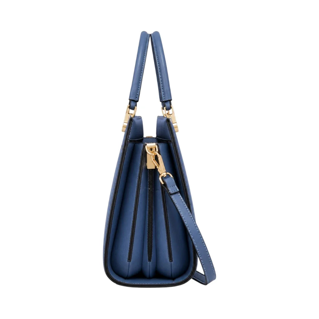 Modern Wrenfield Cobalt Blue Dual-Handle Shoulder Bag shown in use