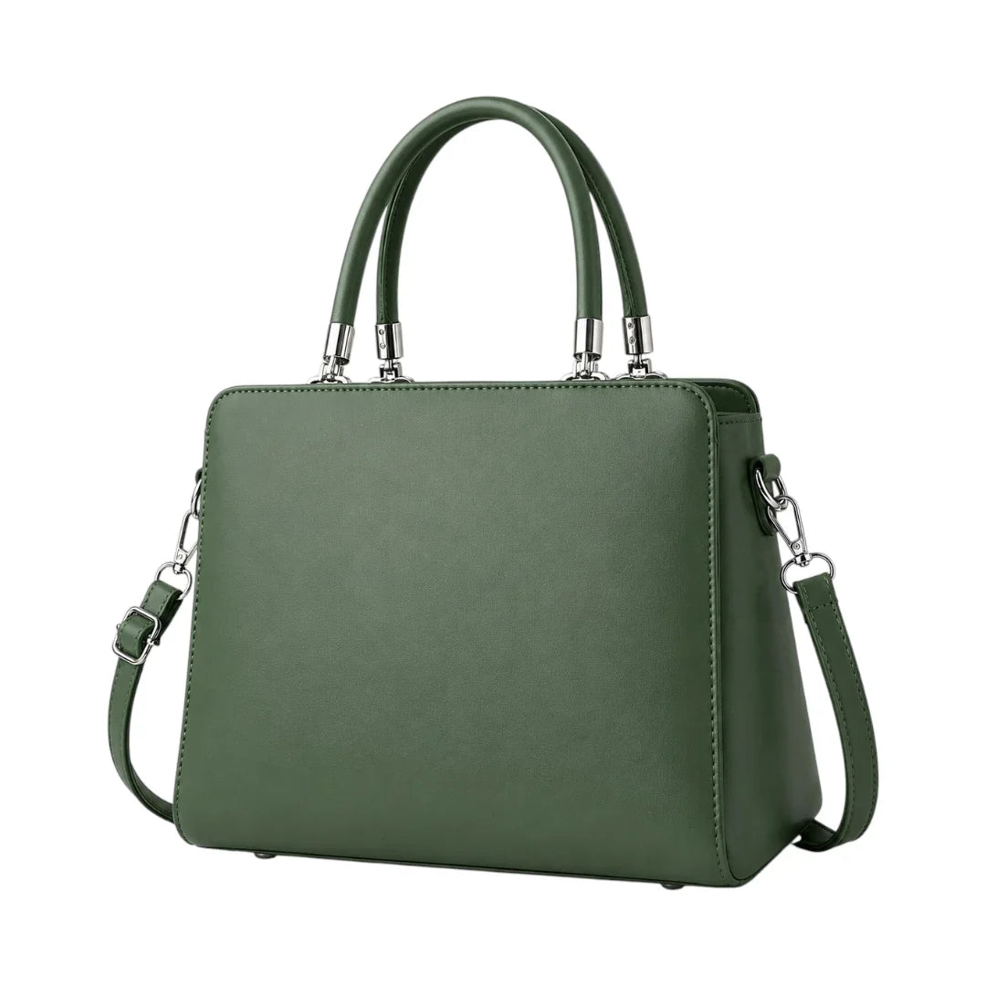 Modern Wrenfield Emerald Green Shoulder Bag, three-quarter view with detachable strap