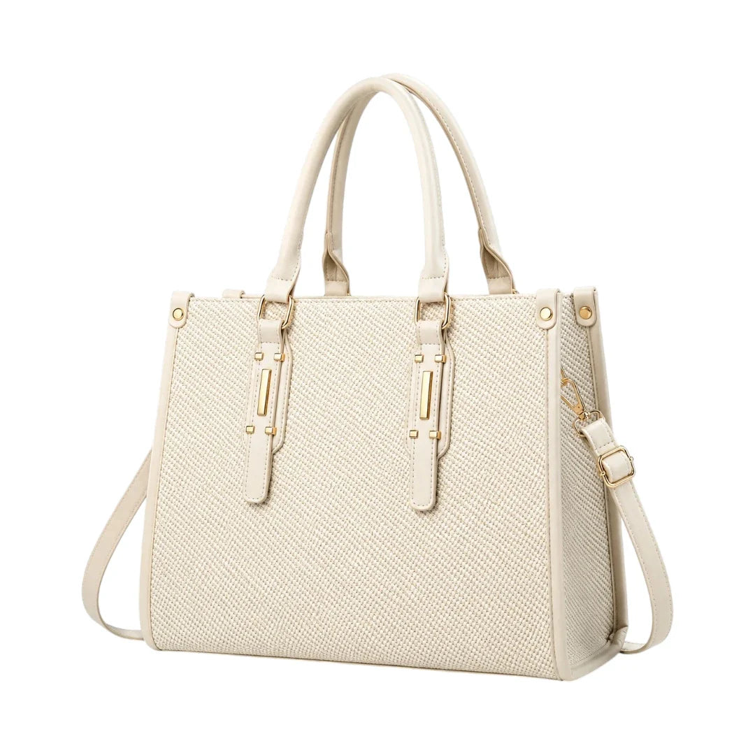 Modern Wrenfield Ivory Textured Shoulder Bag, lined interior