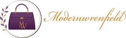 Modern Wrenfield logo — purple handbag with gold MW monogram beside the Modern Wrenfield script wordmark