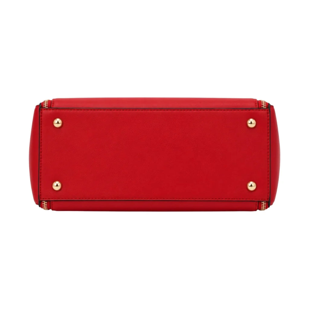 Modern Wrenfield Ruby Red Structured Shoulder Bag, reinforced flat base