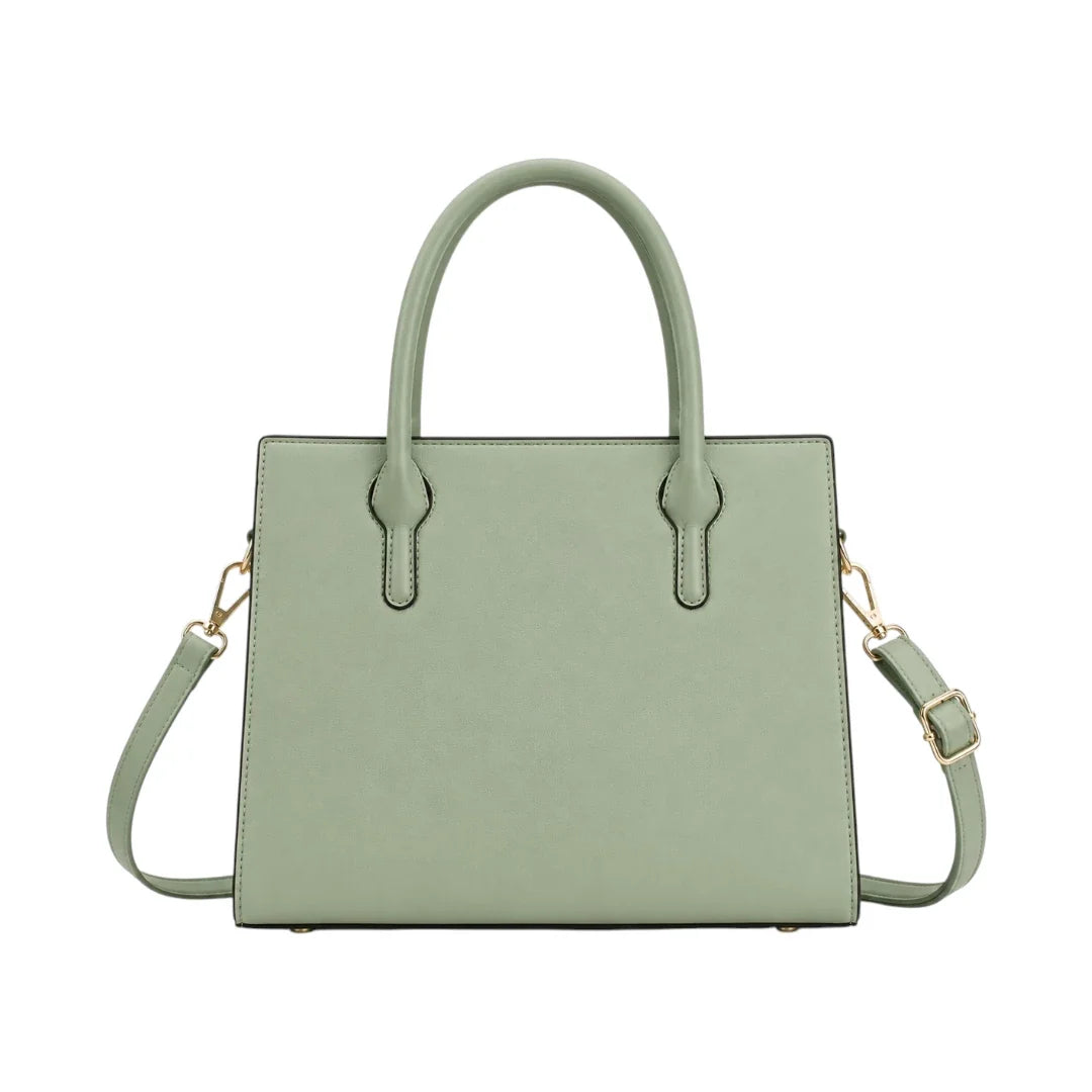 Modern Wrenfield Sage Green Structured Shoulder Bag, straight-on view