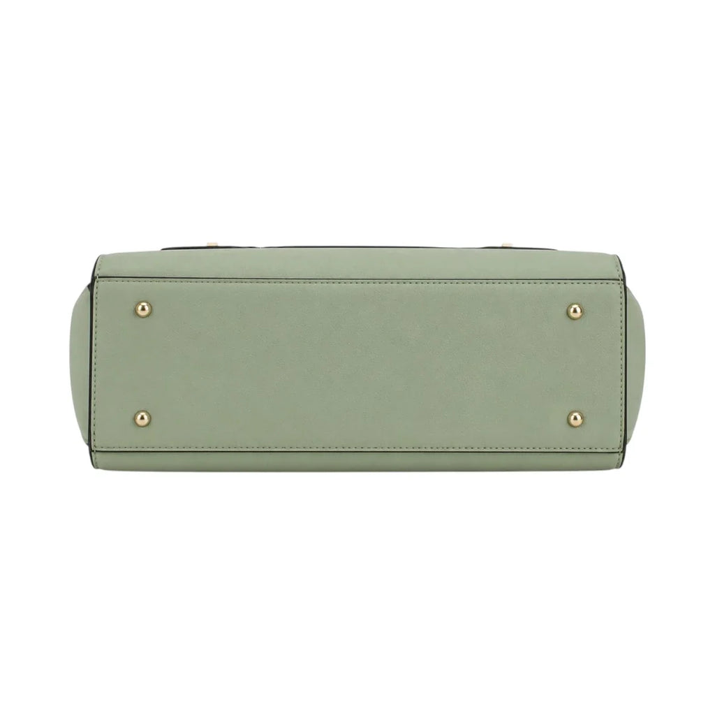 Modern Wrenfield Sage Green Structured Shoulder Bag, reinforced flat base