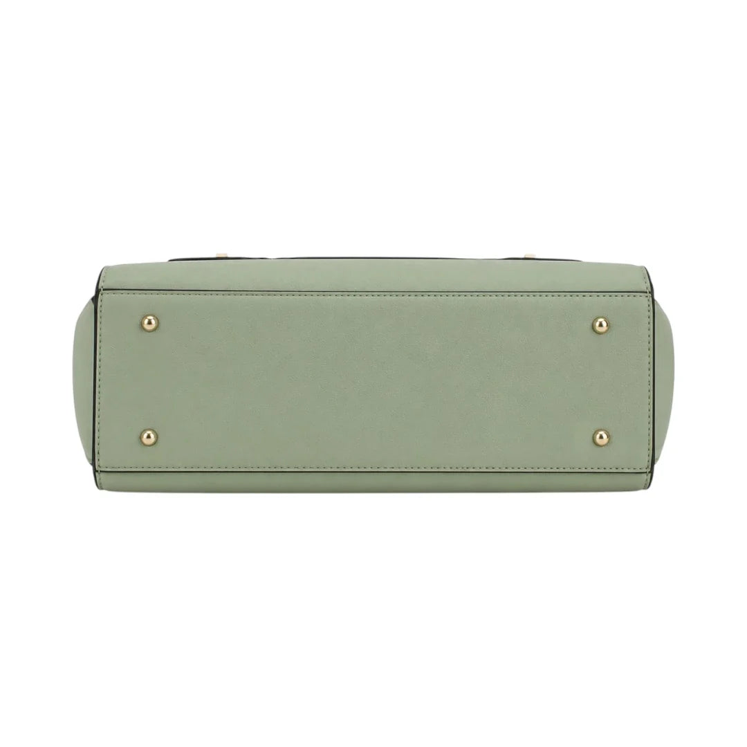 Modern Wrenfield Sage Green Structured Shoulder Bag, reinforced flat base